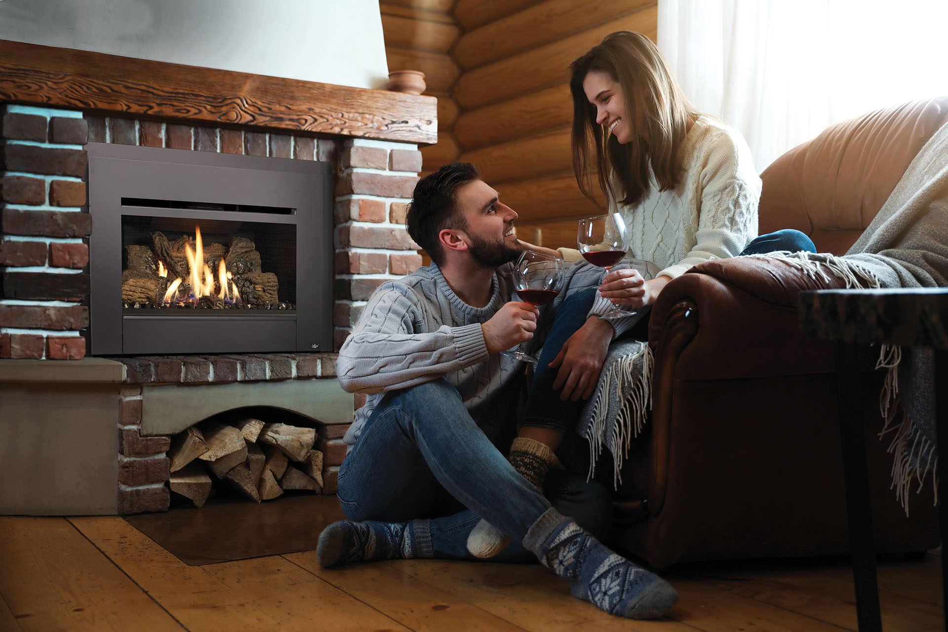 Happy customers enjoying their Croft Fireplace, now more affordable with 0% financing options for 6 months.